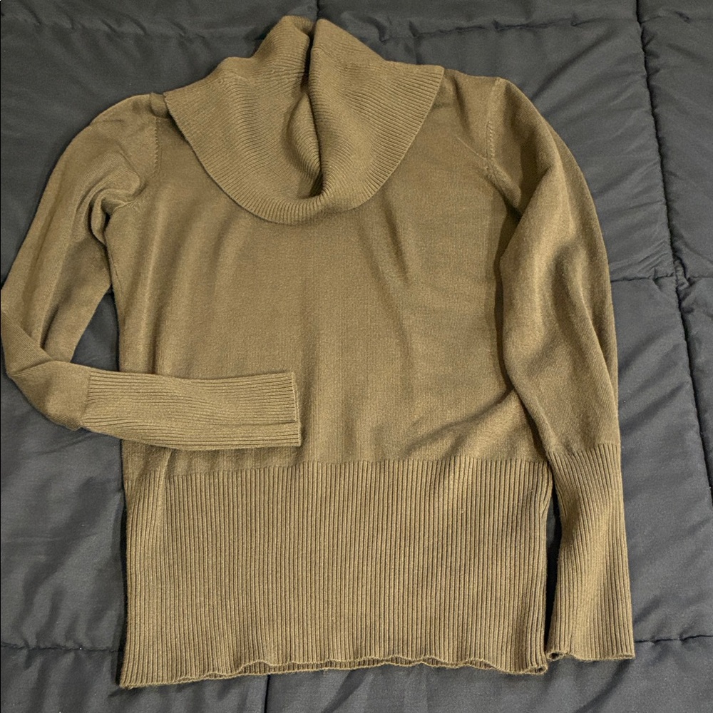 Cleo Dark Olive Cowl Neck Sweater; Soft Rayon Blend; Size: XSP - Picture 5 of 10